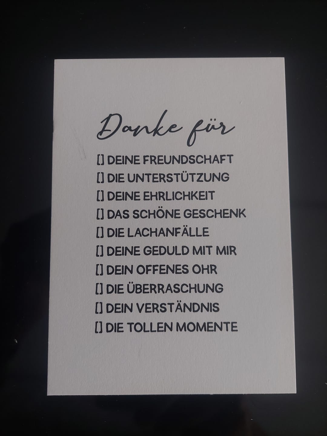 Customer photo review of Danke für · Postkarte