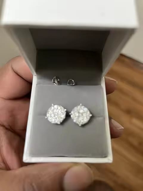 Customer photo review of VVS Moissanite Earrings Screw Back For Men Iced Out 925 Silver