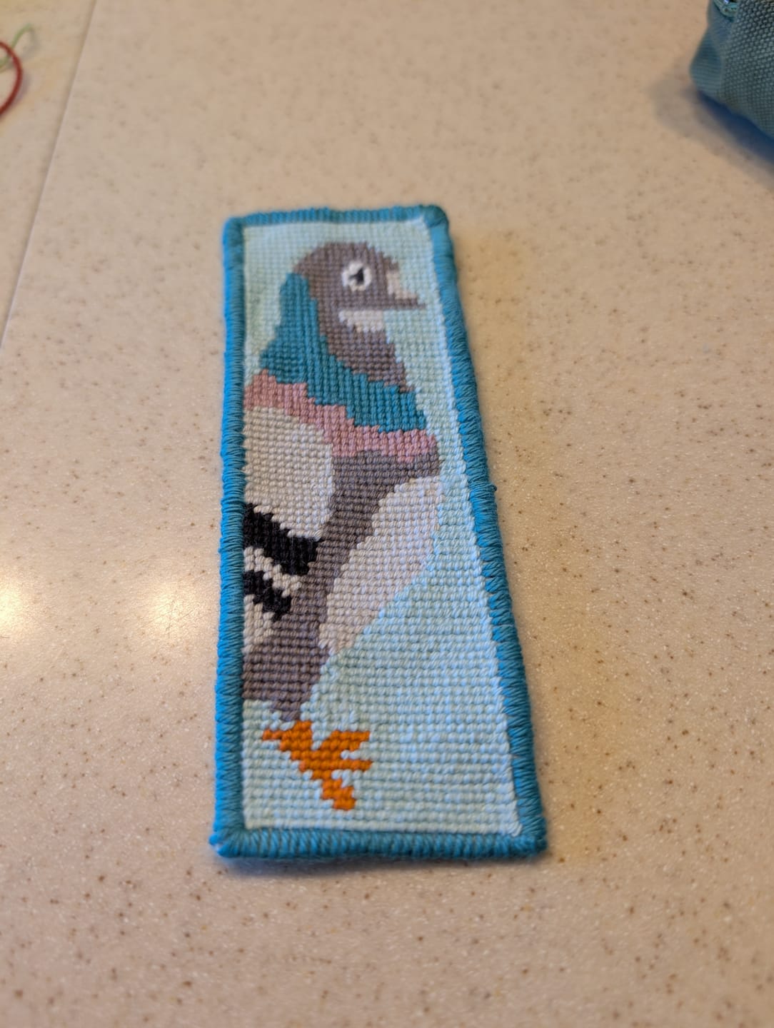 Customer photo review of New York Pigeon Bookmark Needlepoint Kit