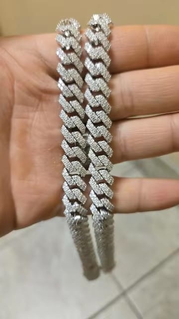 Customer photo review of 10mm Iced Out Moissanite Miami Cuban Link Chain 14K Gold