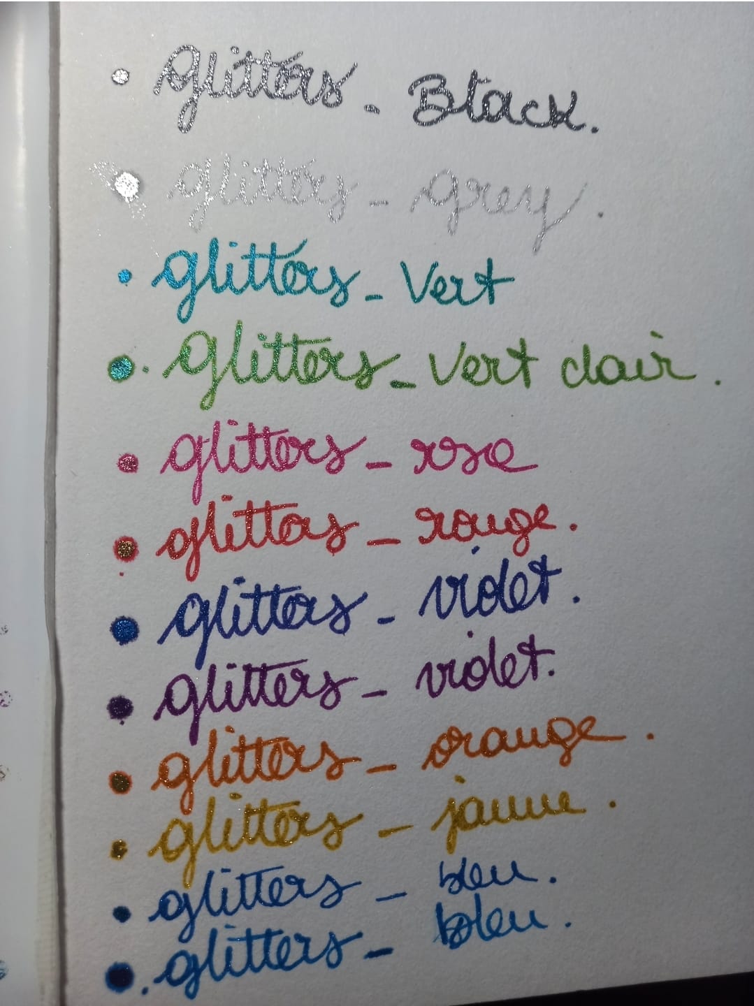 Customer photo review of Ohuhu Water-Based Glitter Metallic Marker Pens, 12 Shimmer Colors