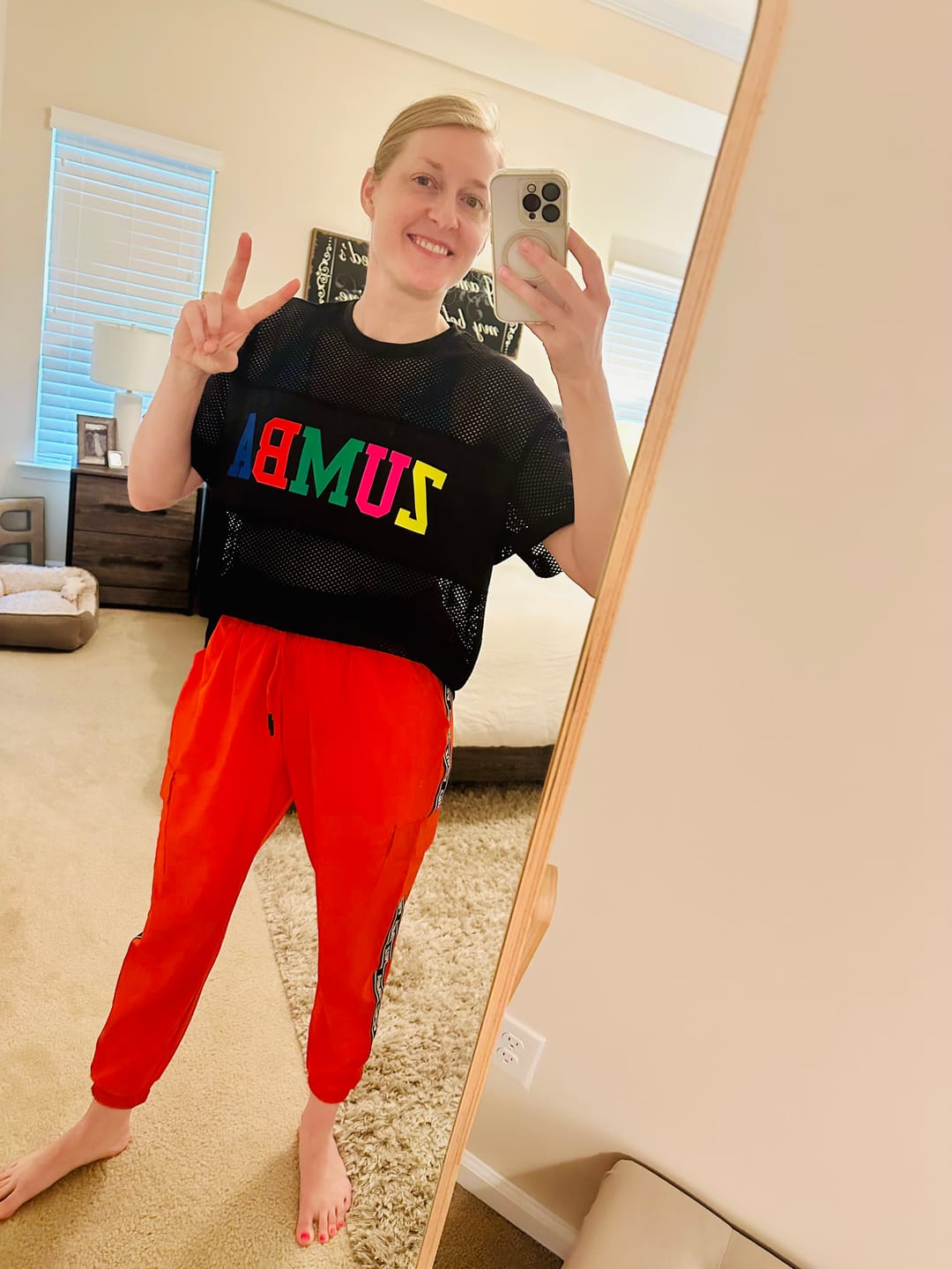 Customer photo review of Zumba Worldwide Boxy Mesh Top