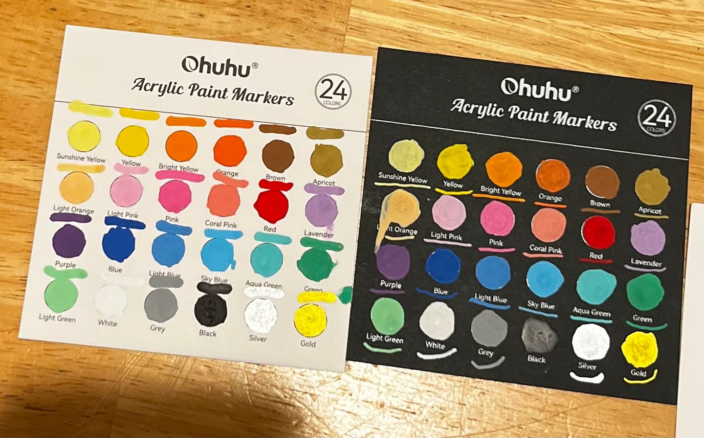 Customer photo review of Ohuhu Acrylic Markers 24 Colors 48 Pack