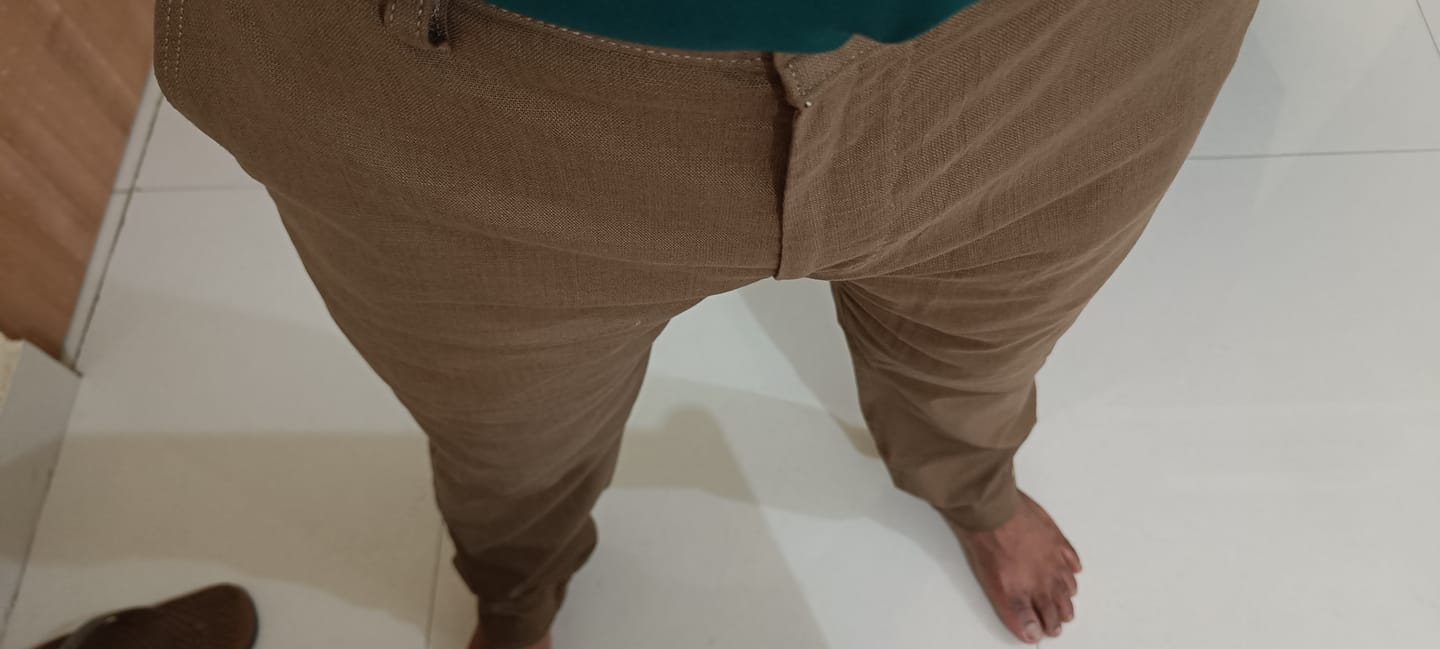 Customer photo review of Brown - 2 way stretch - COTTON LINEN PANT