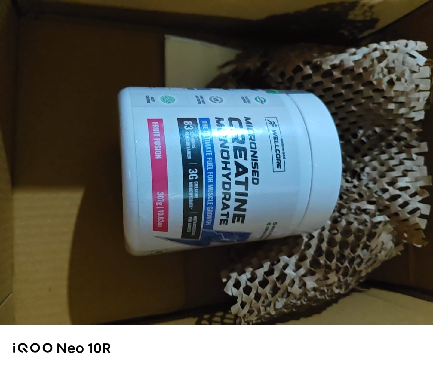 Customer photo review of Wellcore - Micronised Creatine Monohydrate (83 Servings, Fruit Fusion) + Premium Steel Shaker