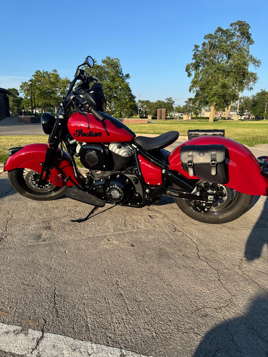 Customer photo review of 8L - Pony Small 2026 Indian Chief Vintage Leather Motorcycle Saddlebags