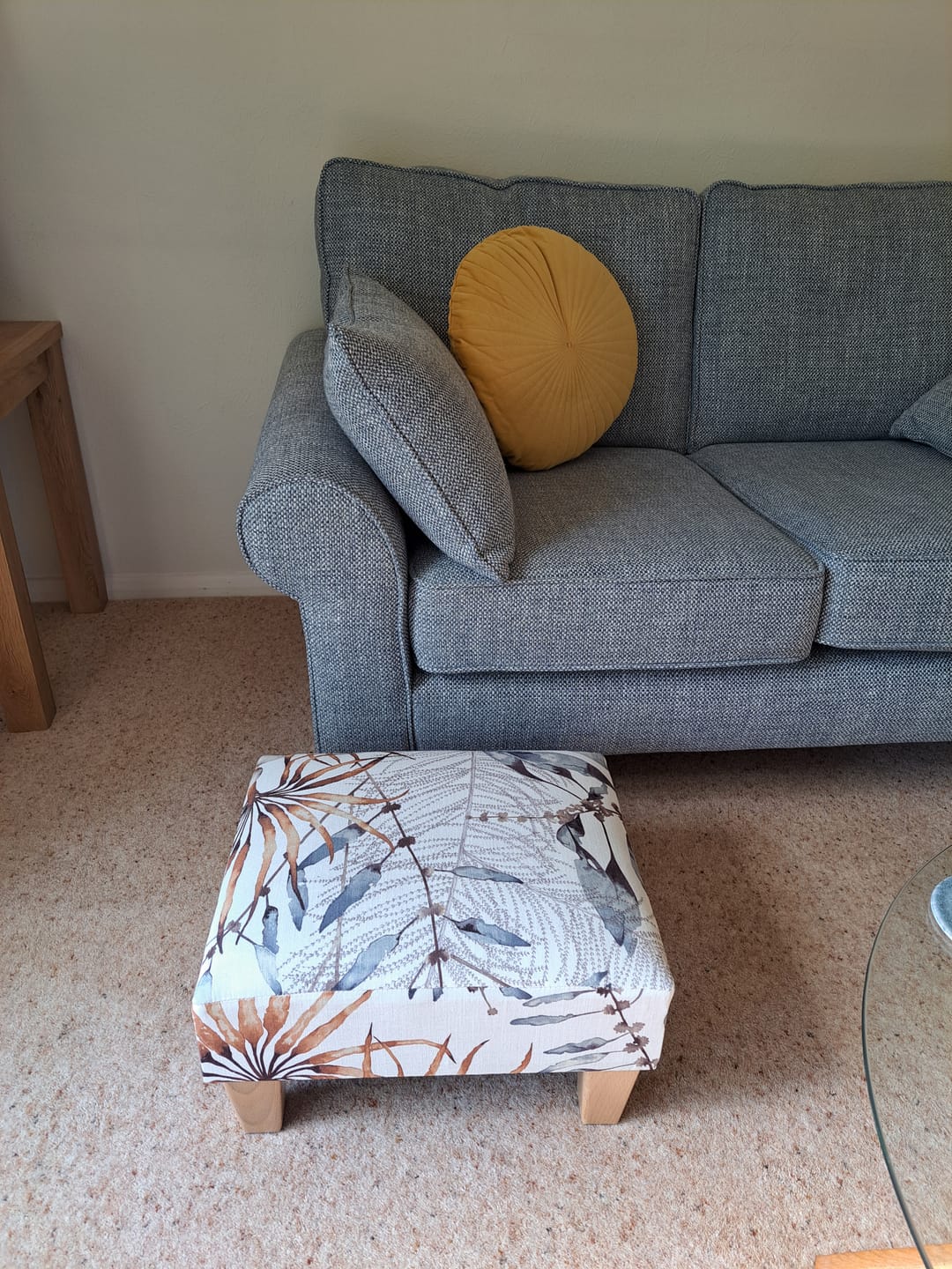Customer photo review of Half Classic Footstool in Harlequin Postelia Amber/Slate