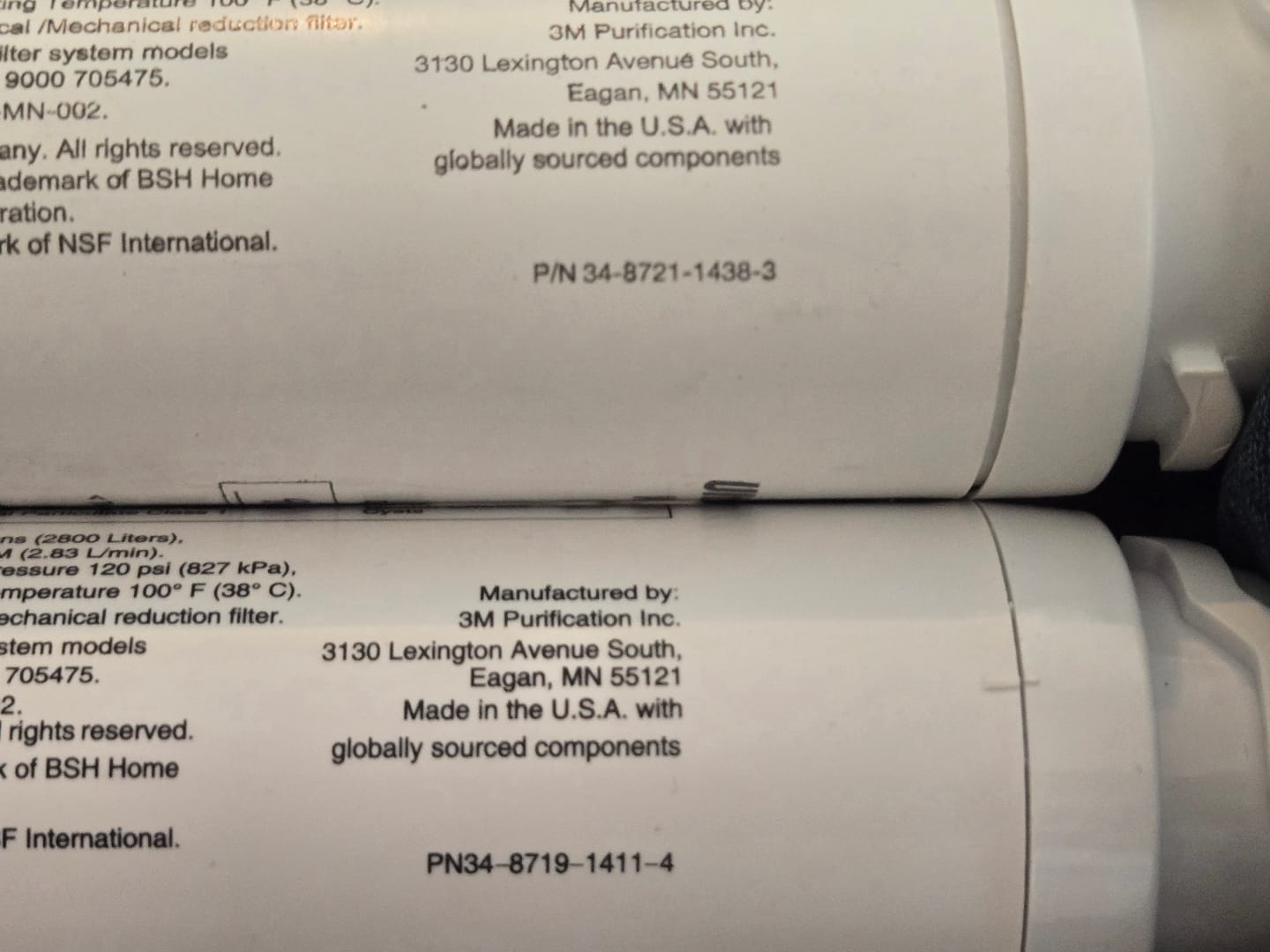 Customer photo review of BOSCH / Cuno 9000 077104 UltraClarity REPLFLTR10 Refrigerator Water Filter