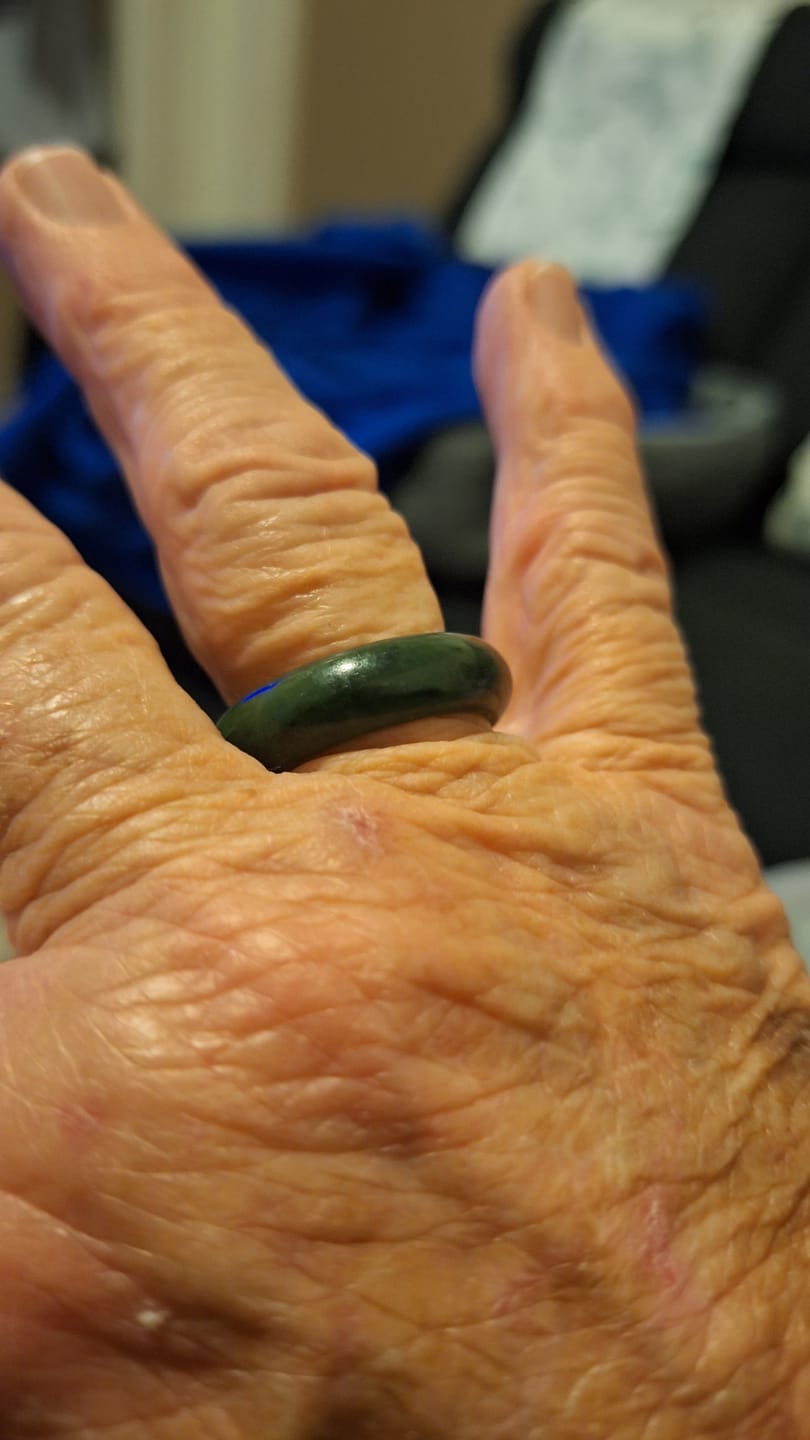 Customer photo review of Wide Greenstone Ring