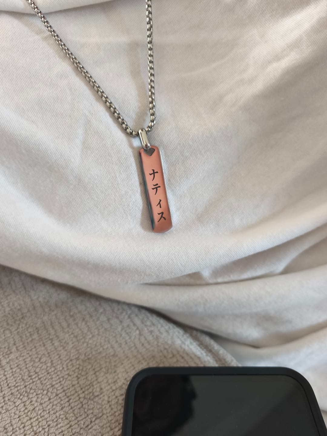 Customer photo review of Collier Japonais Gravé Homme