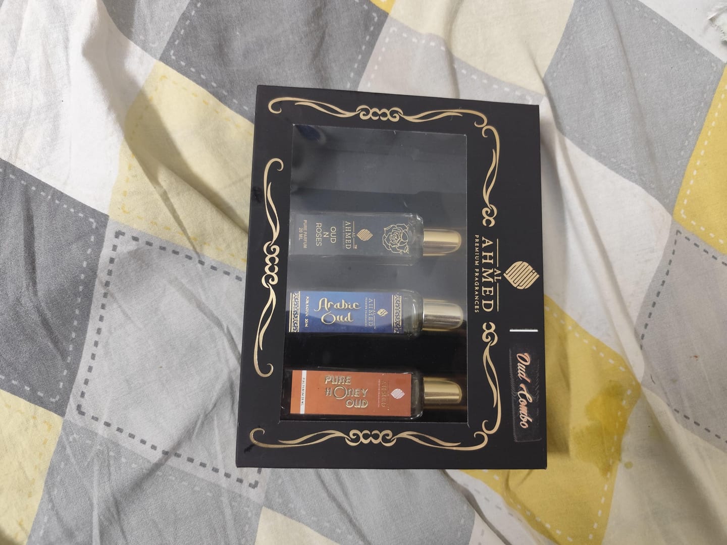 Customer photo review of AL AHMED 20ML OUD COMBO SET – OUD LAVENDER | ARABIC OUD | OUD N ROSES | PURE HONEY OUD