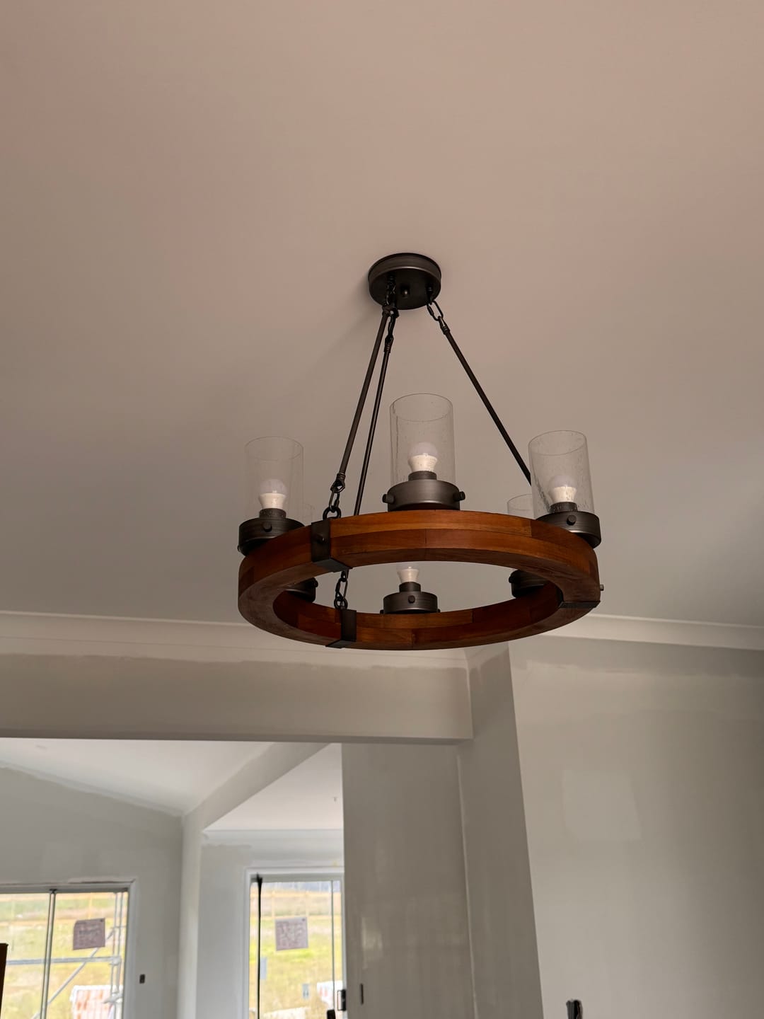 Customer photo review of Wooden Wagon Wheel Light