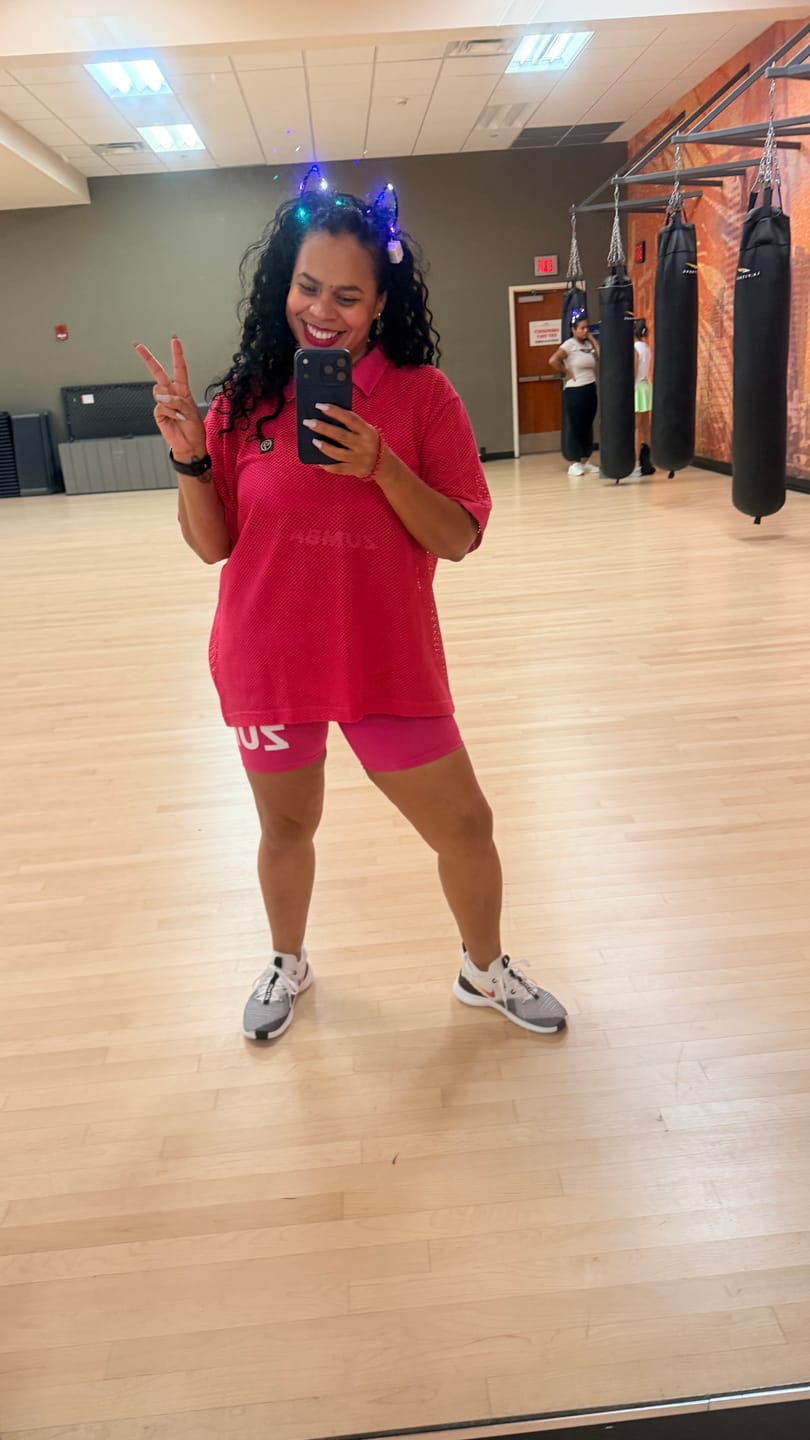 Customer photo review of Color Spree High Waisted Biker Shorts - Pink