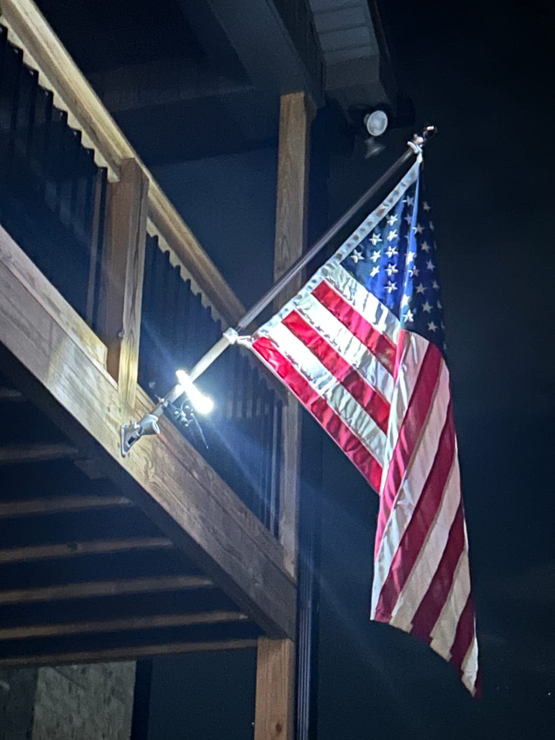Customer photo review of NEW! Prestige House Flag Pole - A Complete Wall-Mounted Kit