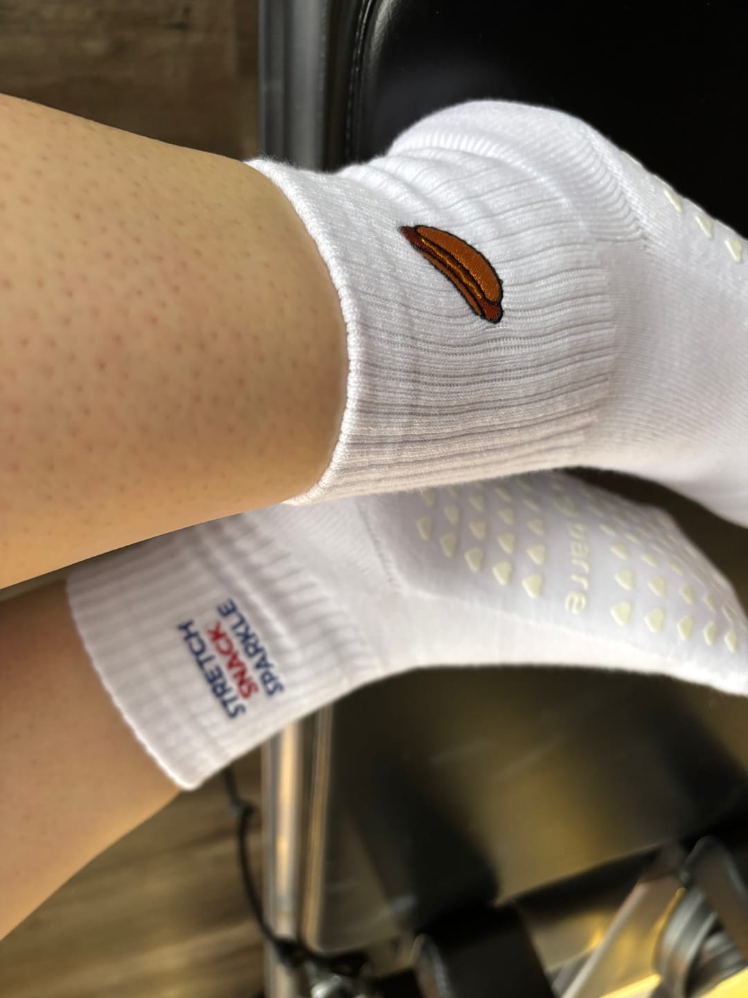 Customer photo review of Stretch Snack Sparkle - Hotdog Grip Socks