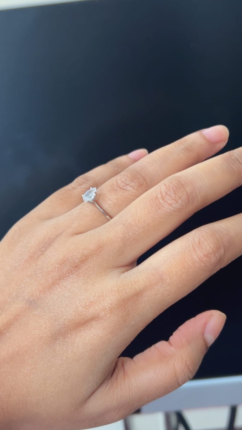 Customer photo review of 0.75Ct Pear Solitaire Silver Ring
