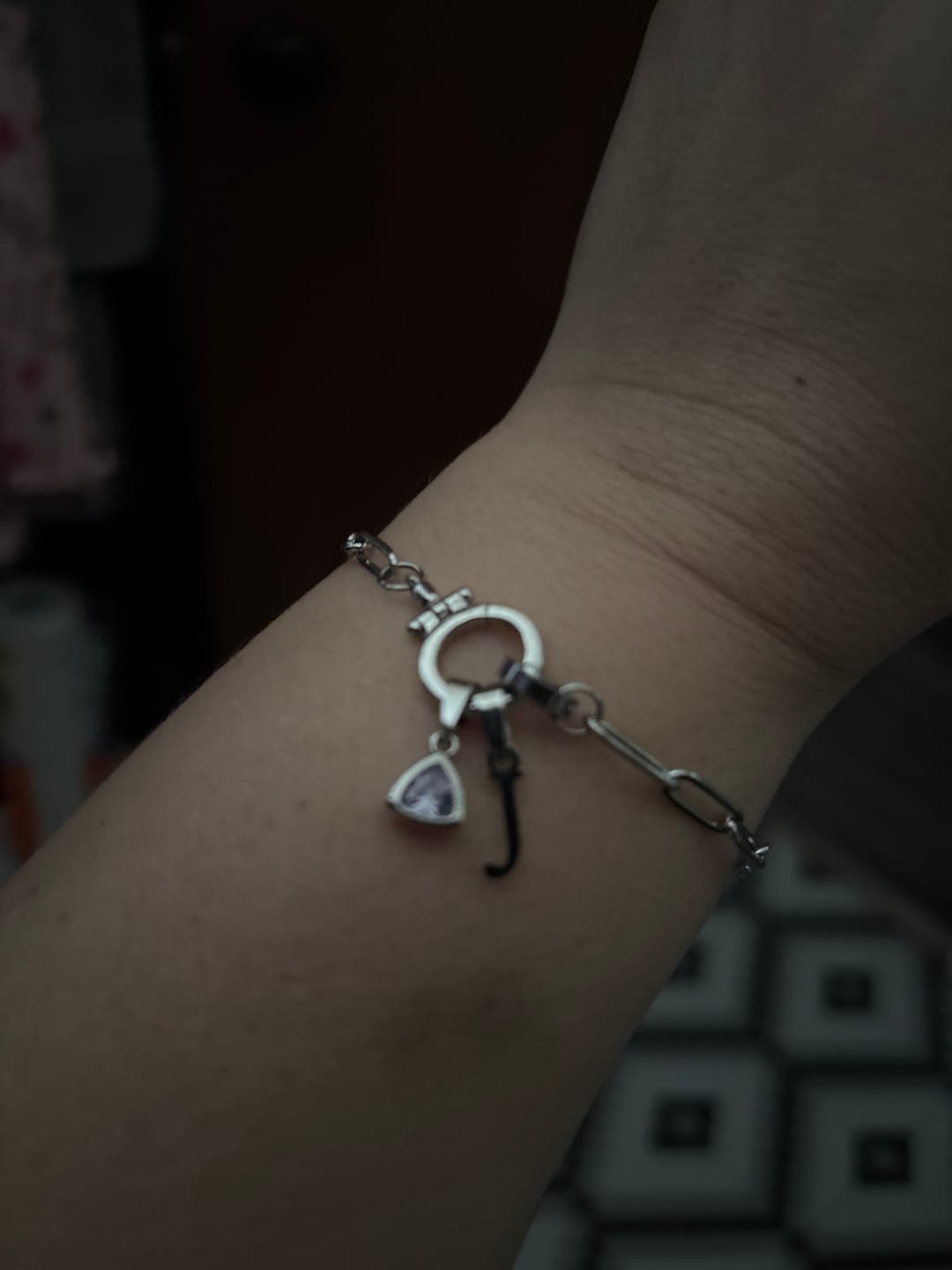Customer photo review of Initial Birthstone w/ Paper Clip Bracelet