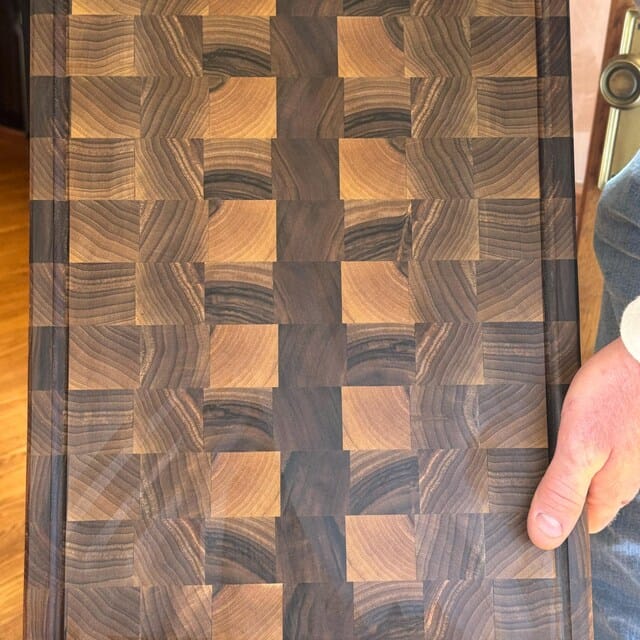 Customer photo review of Personalized Double-sided Walnut  End Grain Cutting Board