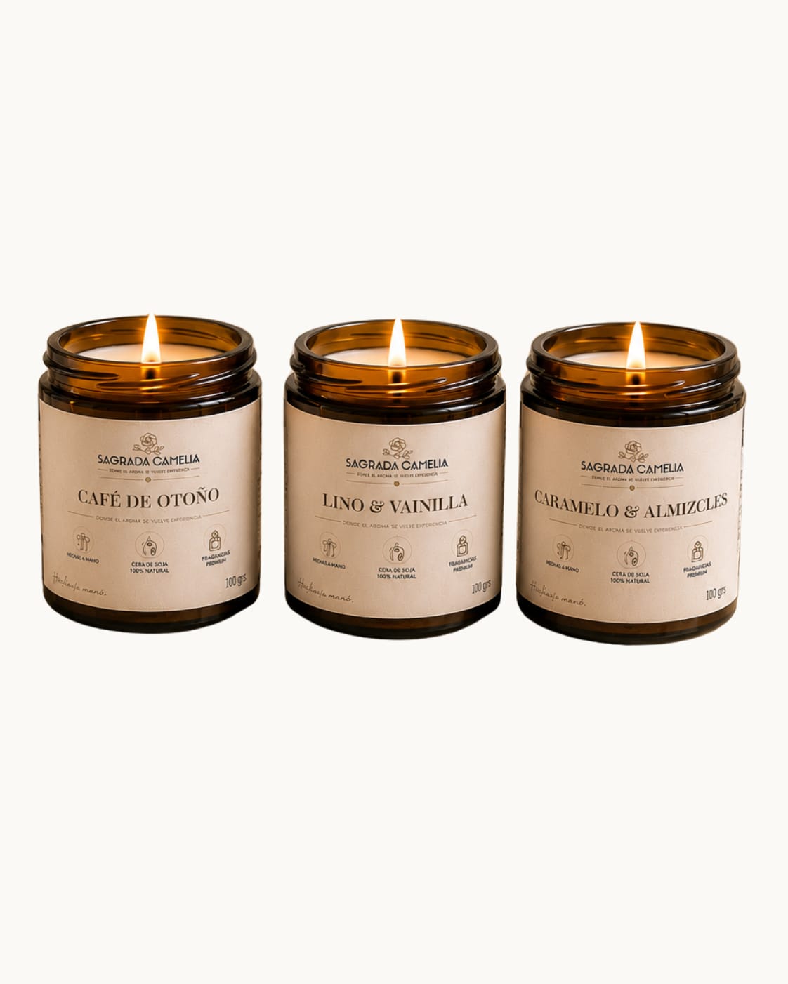 Customer photo review of Pote frasco velas vidrio ámbar 100 ml tapa dorada