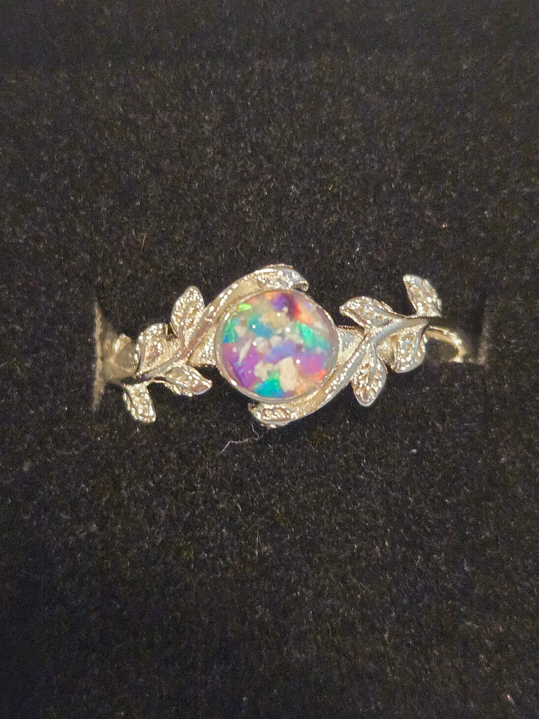 Customer photo review of Leaf Opal Cremation Ring