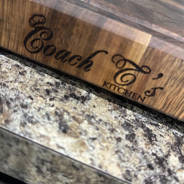 Customer photo review of Personalized Double-sided Walnut  End Grain Cutting Board
