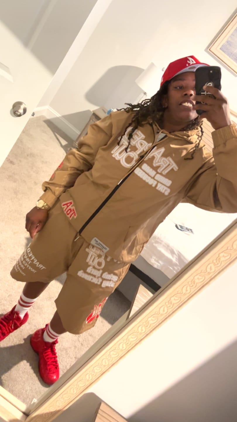Customer photo review of Windbreaker Shorts - Red/Black