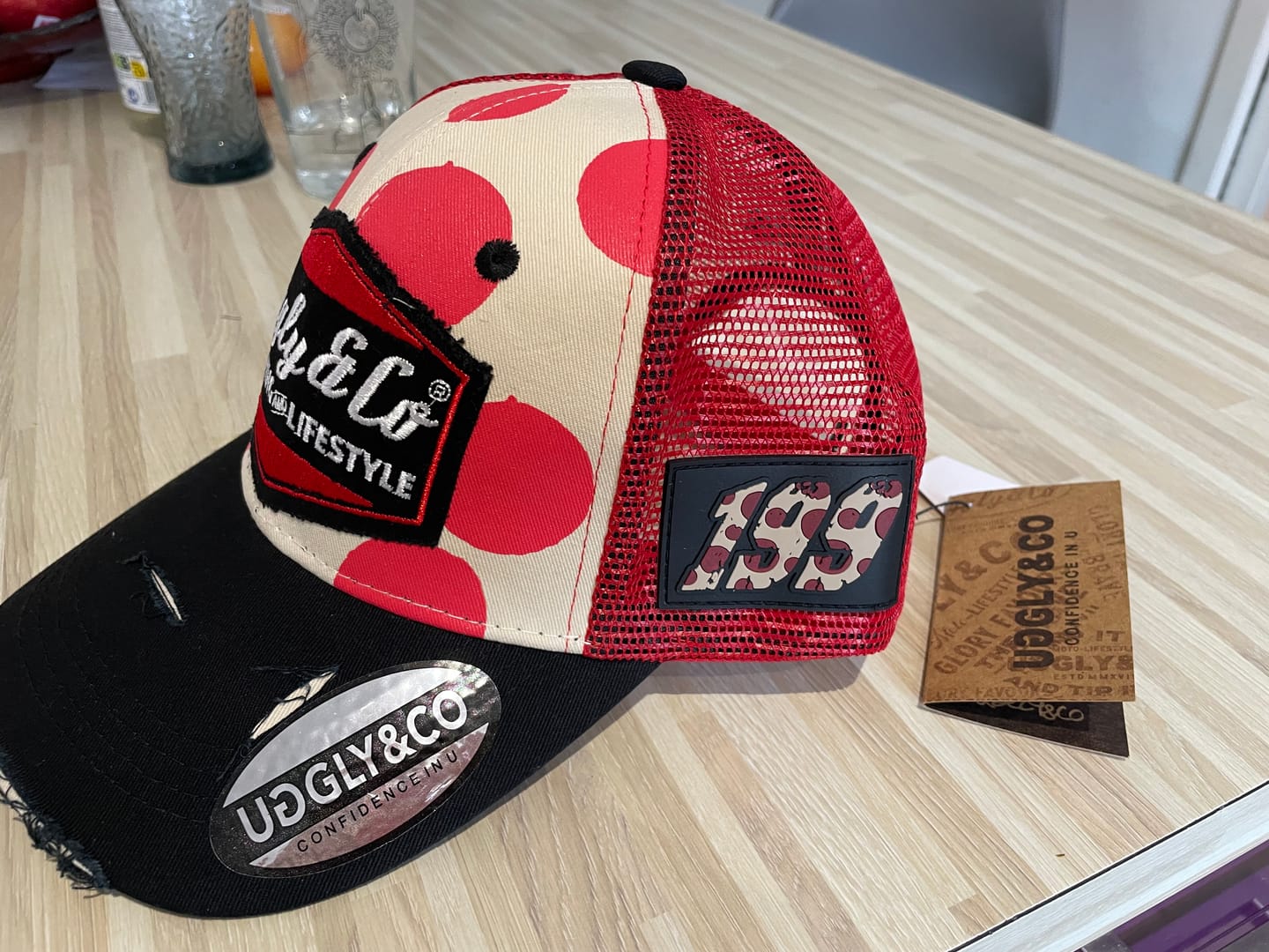 Customer photo review of Polka Dot Diamond Trucker Hat