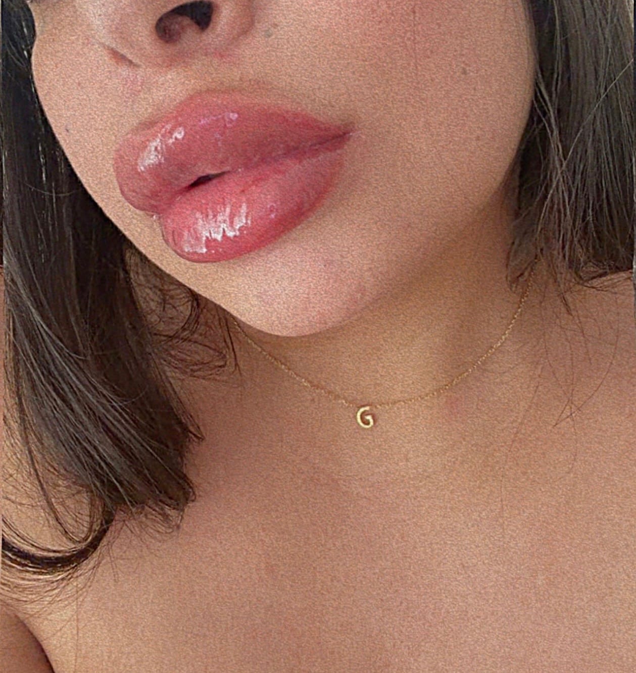 Customer photo review of The Original Single Initial Letter Necklace