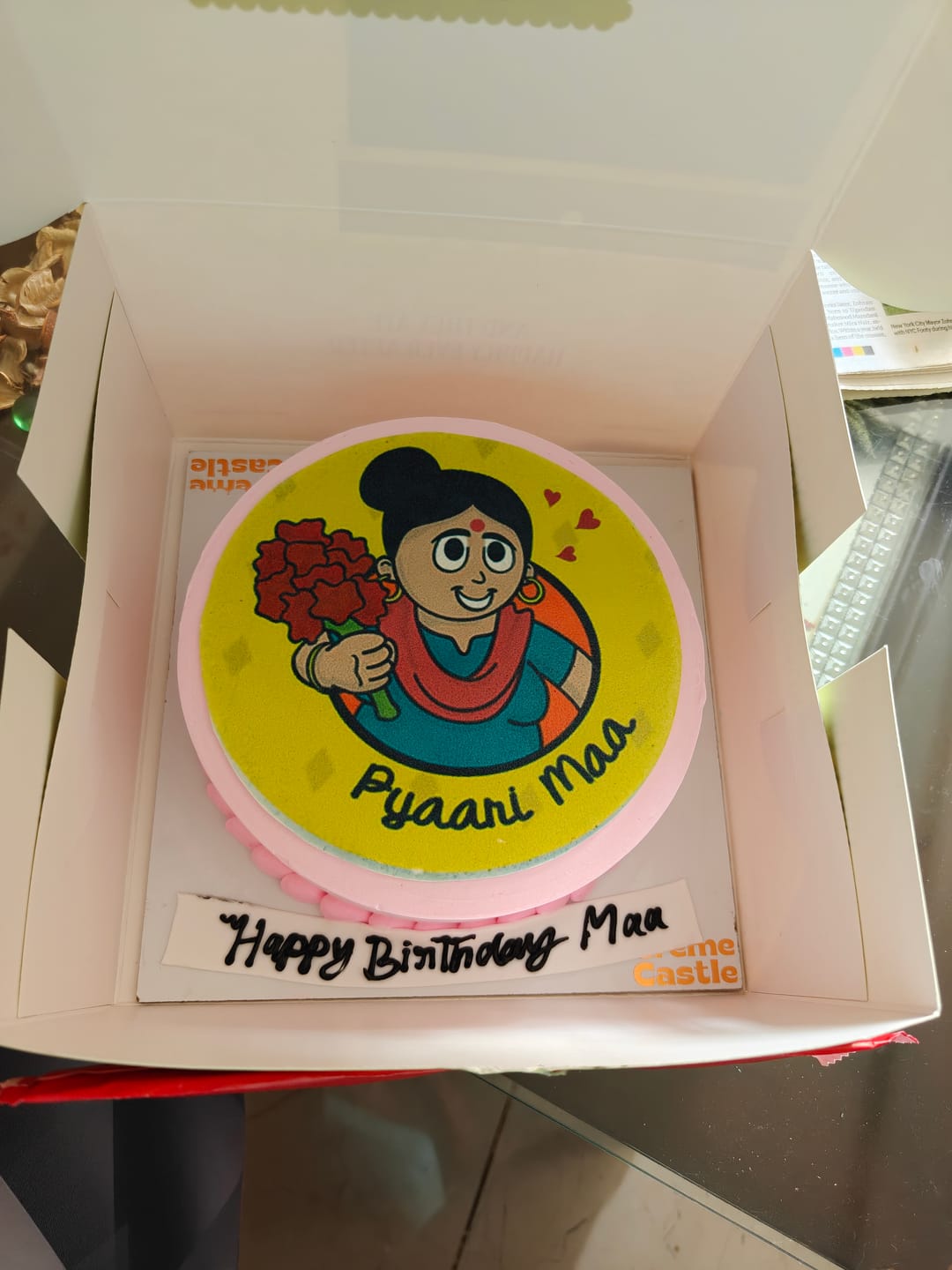 Customer photo review of Pyaari Maa Theme Cake