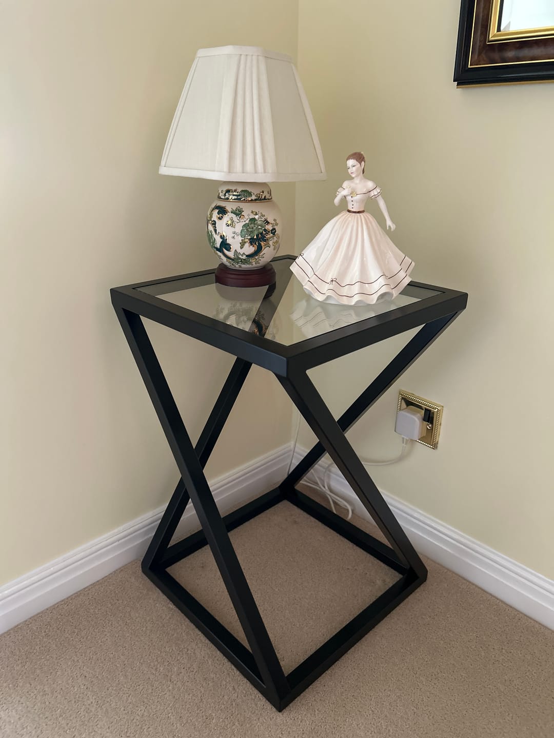 Customer photo review of Twisted Glass Matte Black Side Table