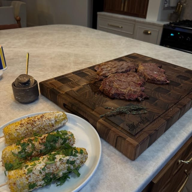 Customer photo review of Personalized Double-sided Walnut  End Grain Cutting Board