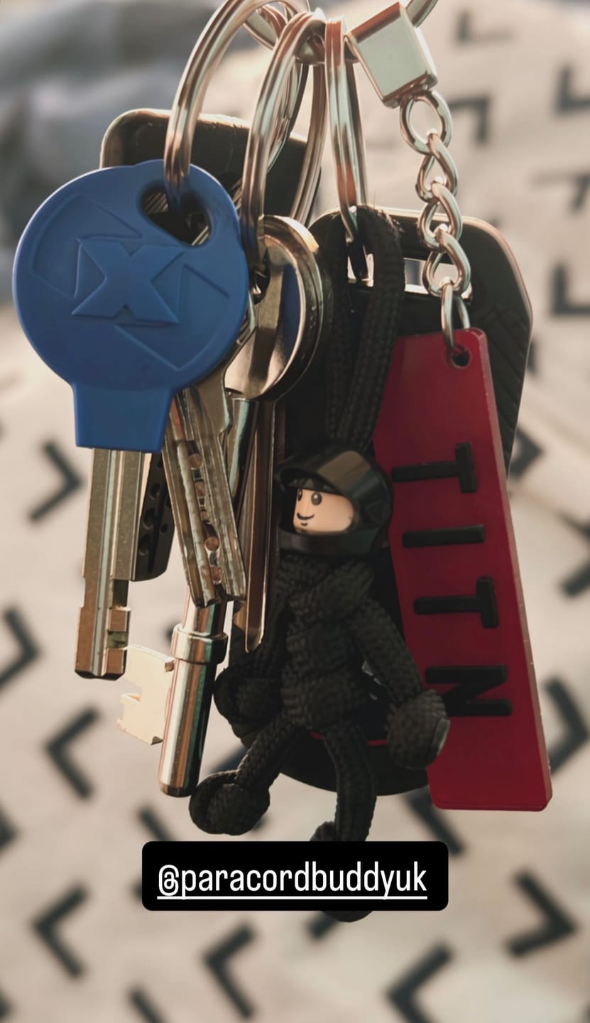 Customer photo review of Black Biker Buddy Paracord Keychain