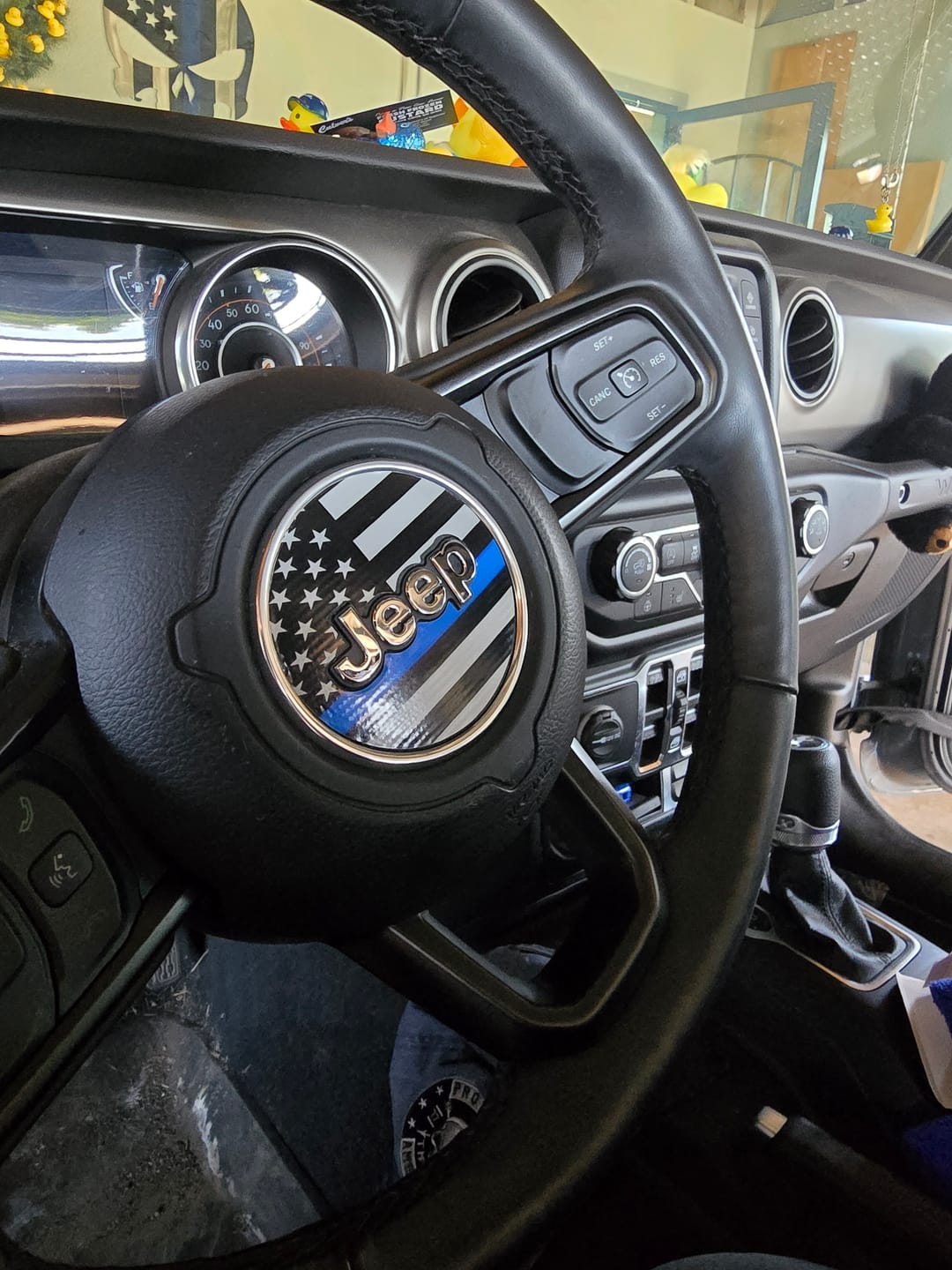 Customer photo review of First Responder Flag Steering Wheel Decal for Jeep