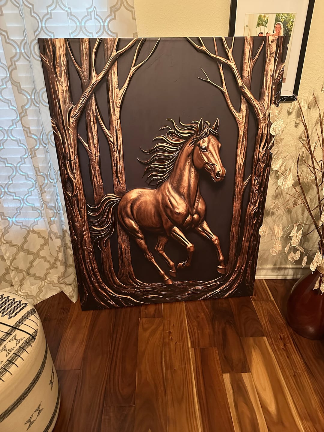 Customer photo review of Black and Gold Wild Animals Wall Art – Luxury Canvas Wall Decor (Flat or 3D Hand-Embellished Finish)