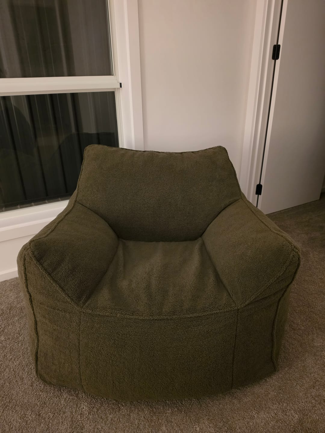 Customer photo review of DODO LOUNGE CHAIR - TEDDY FLEECE DARK OLIVE