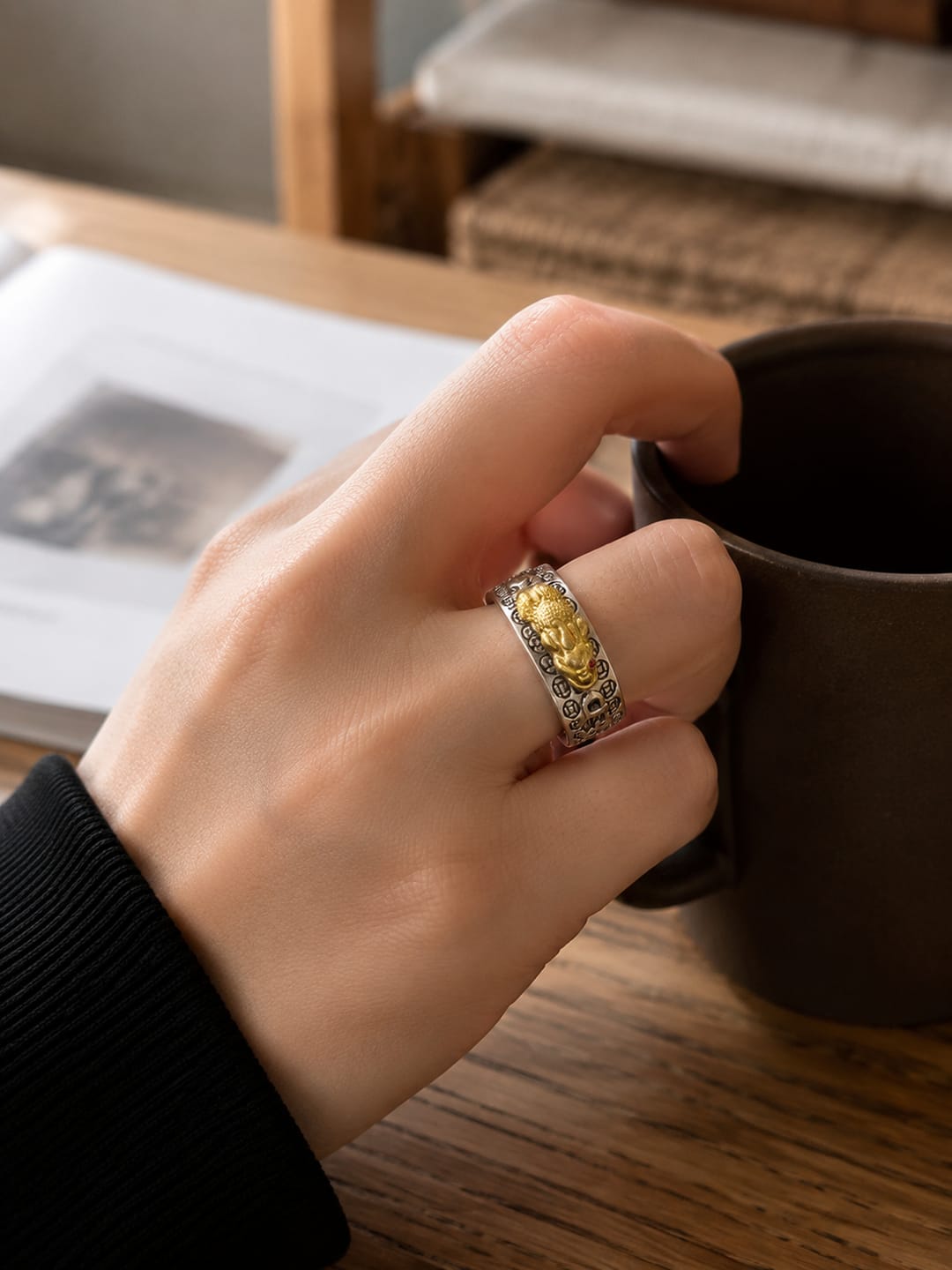 Customer photo review of FuAttract FengShui Pixiu Mantra Ring for Wealth Success & Protection