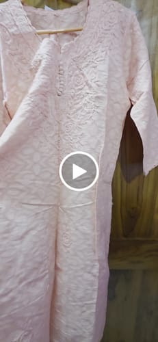 Customer video review of Peach Long Jacquard Cotton kurta