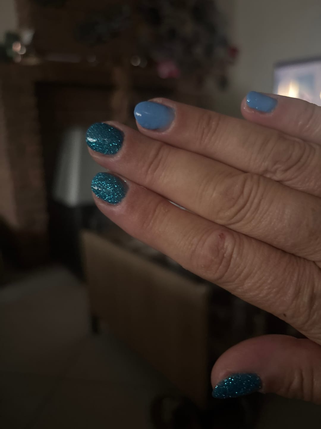 Customer photo review of Haze Blue Dipping Powder