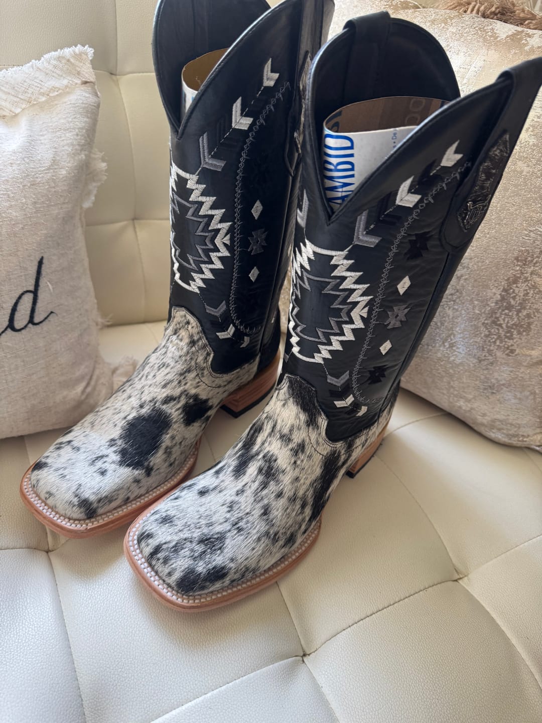 Customer photo review of Genuine Cowhide Boots - Square Toe