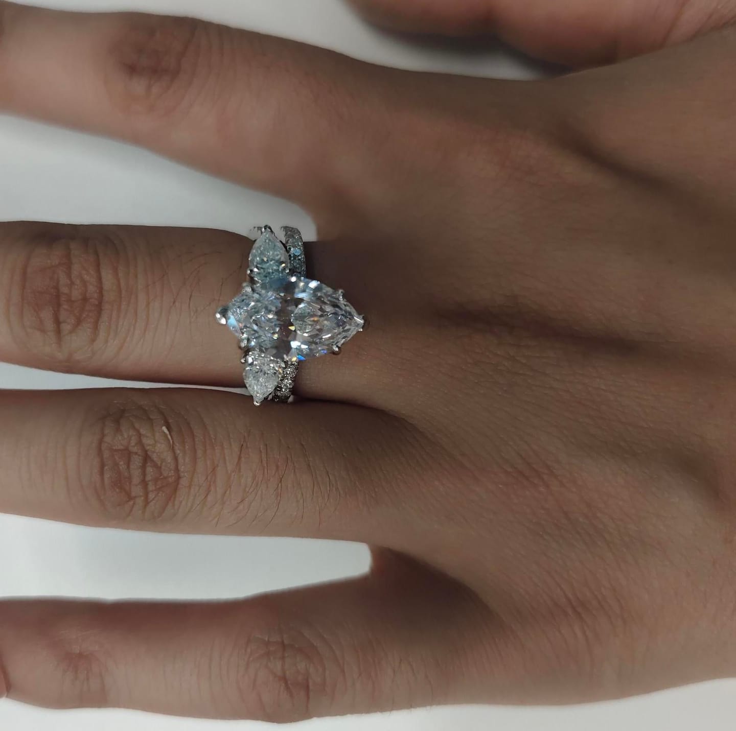 Customer photo review of S925 4.0Ct Marquise Cut Insert Wedding Ring Set For Women Stackable Ring Set In Sterling Silver
