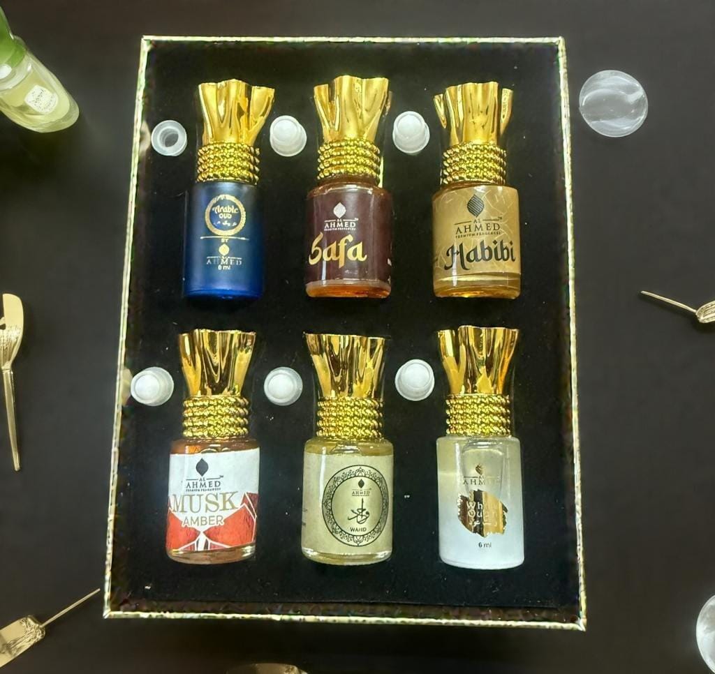 Customer photo review of Al Ahmed Premium Attar Combo Set x 6ml | White Oud | Arabic Oud|  Safa | Musk Amber |  Habibi | wahid
