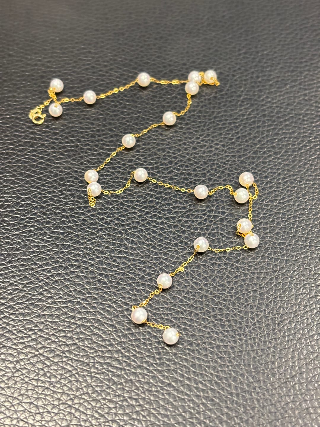 Customer photo review of MADELINE - 18K Gold & AAAAA Akoya Tiny Pearl Necklace