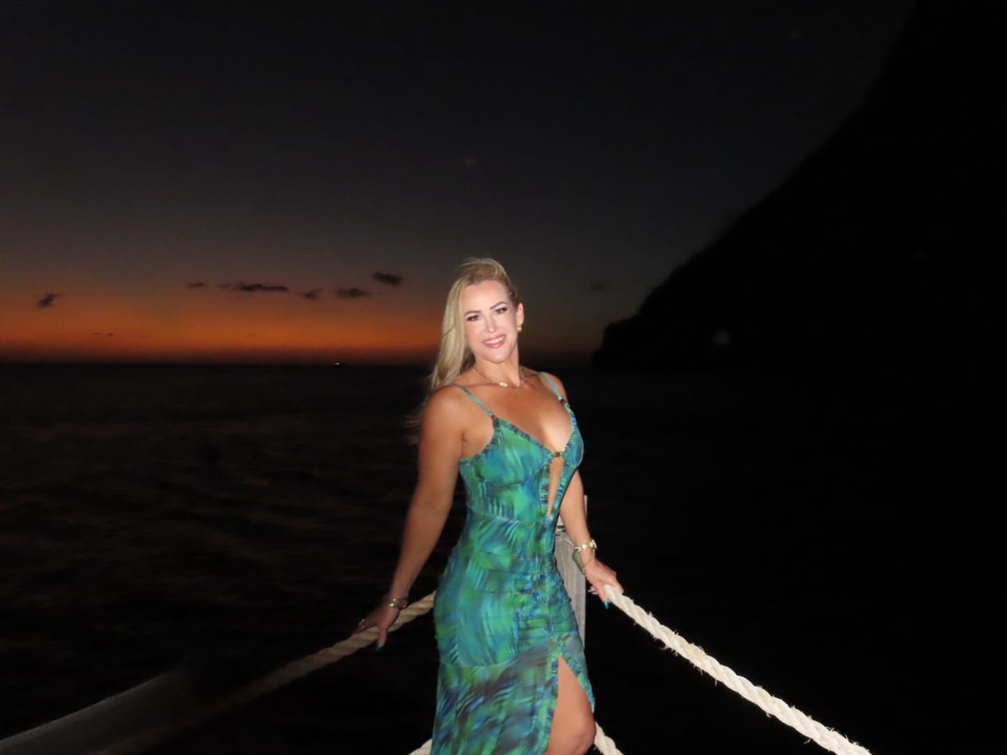 Customer photo review of Palmera Tropical Ruched Mesh Maxi Dress - Green