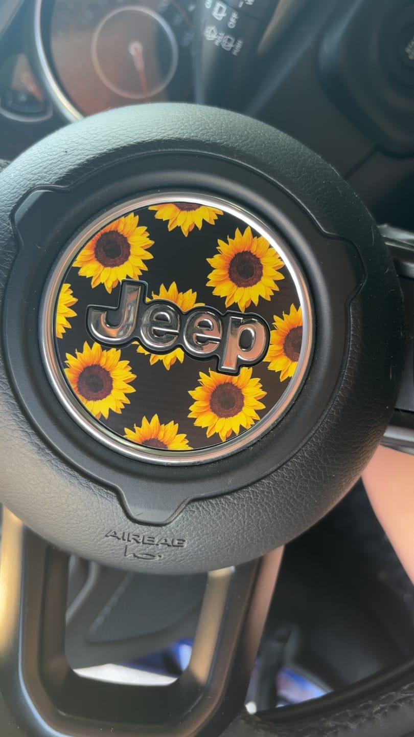 Customer photo review of Floral Steering Wheel Decal for Jeep