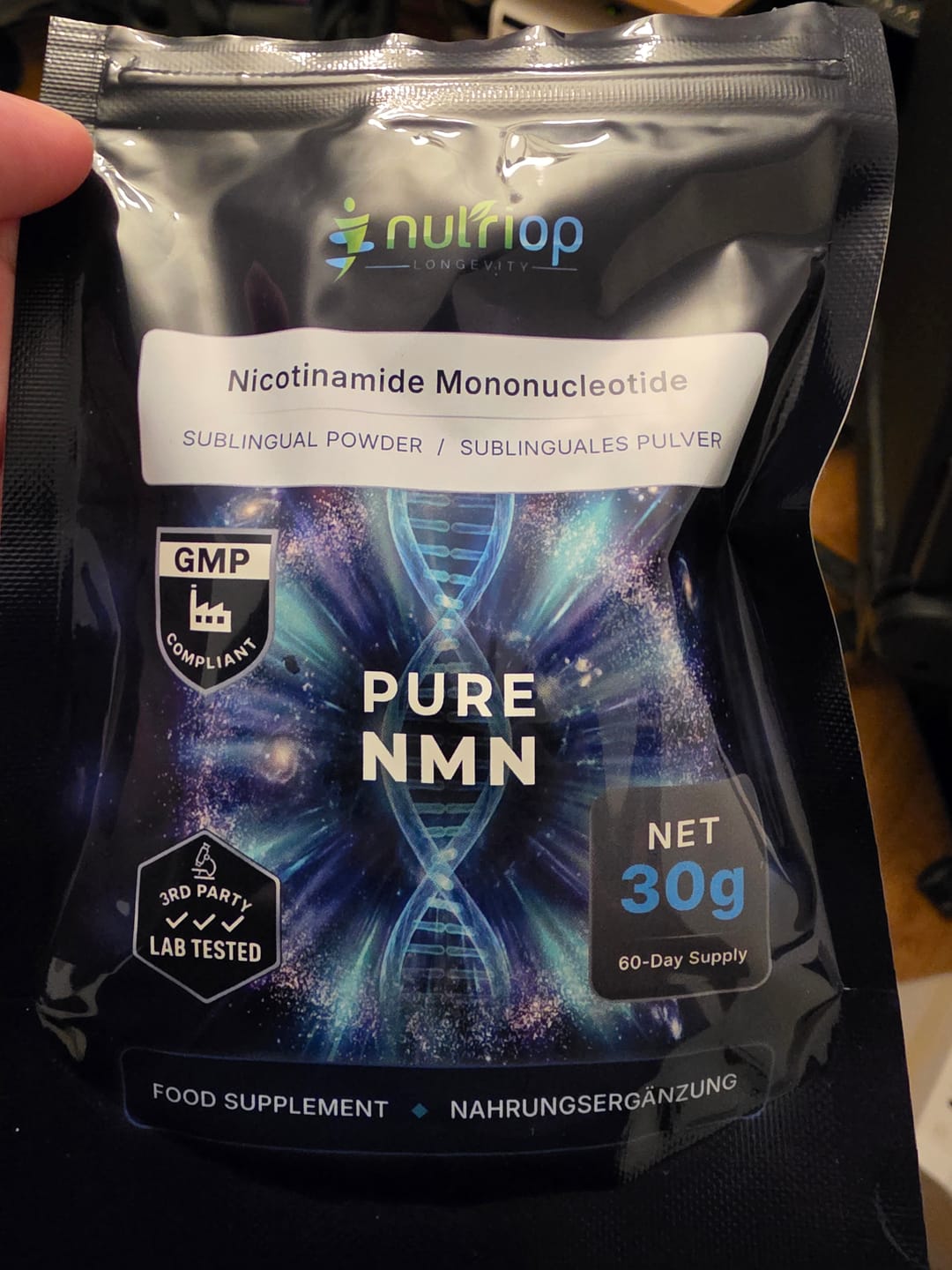 Customer photo review of Nutriop® Pure NMN Sublingual Powder - Direct NAD+ Precursor (30g)