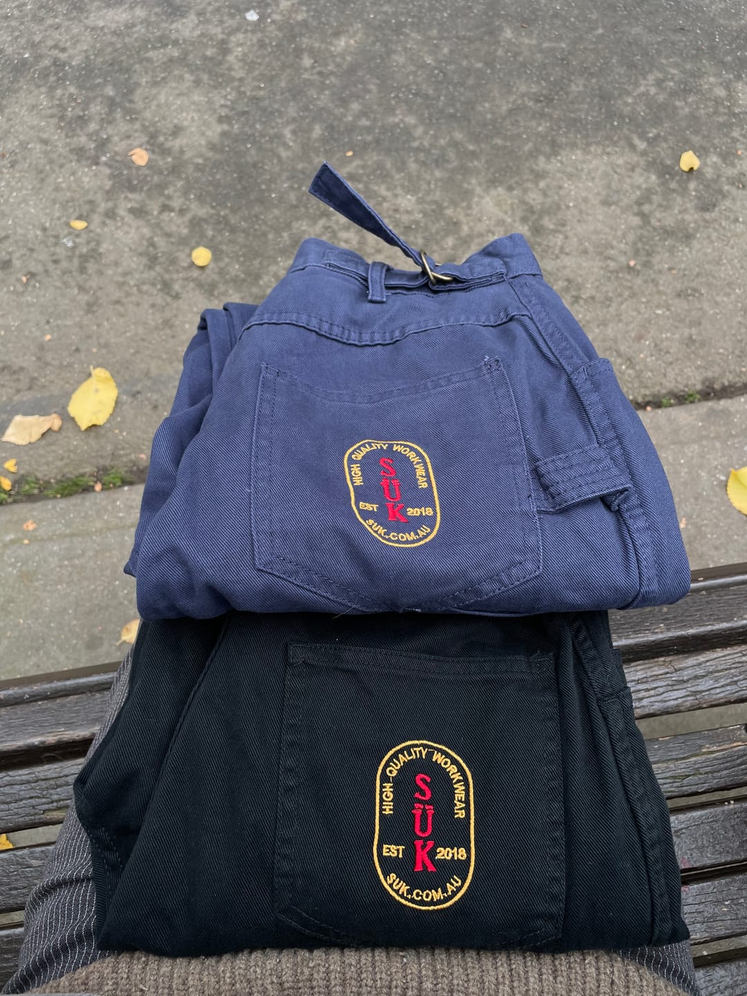 Customer photo review of 2 Way Work Pants - Blue