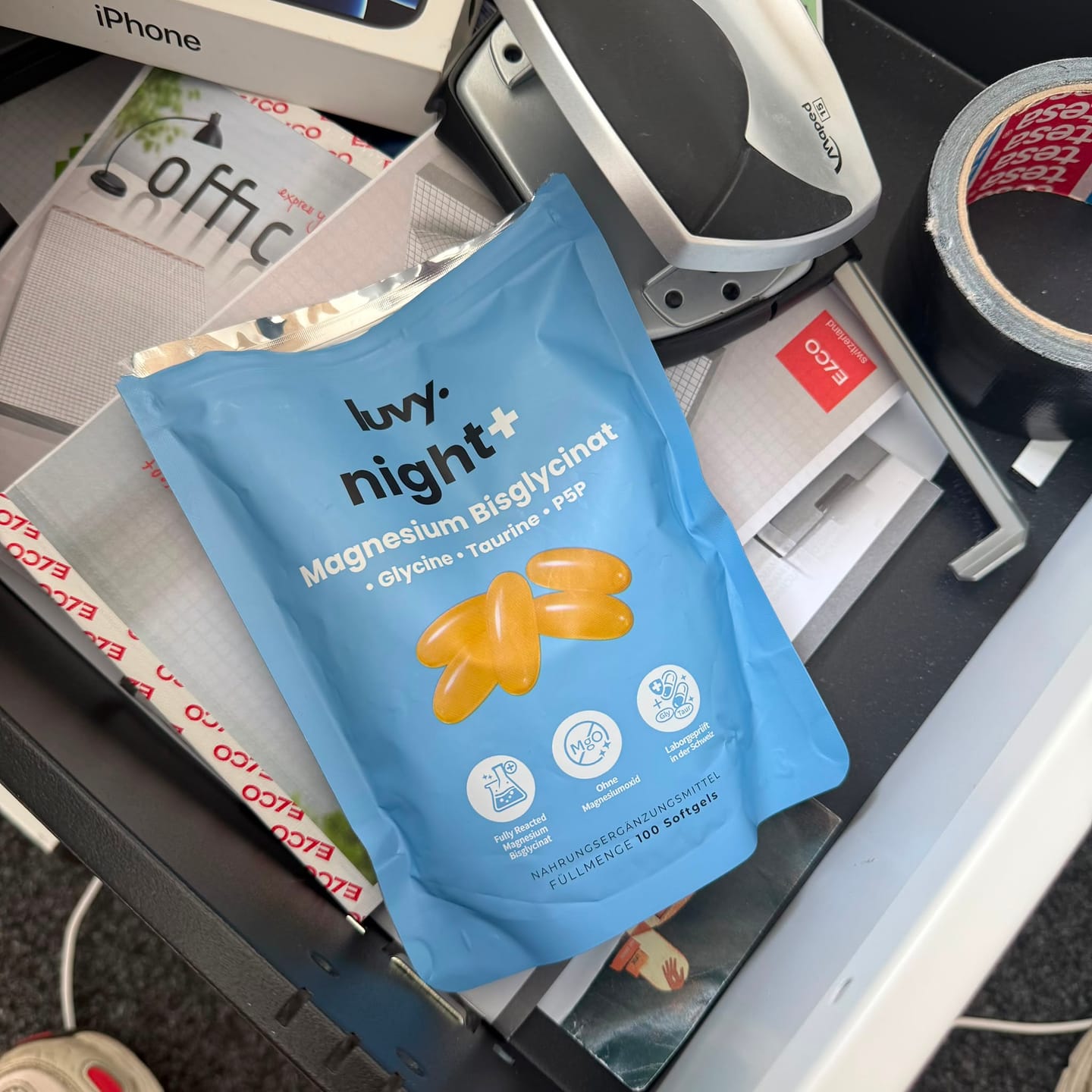Customer photo review of LUVY NIGHT+ Premium Magnesium | Bisglycinat, Glycin, Taurin & P5P Softgels