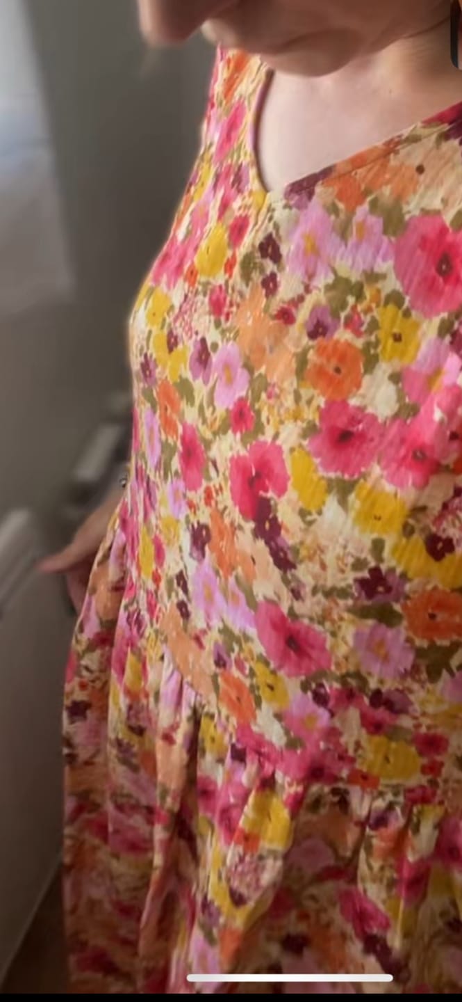 Customer photo review of Robe Juliette - Double gaze de coton “Fleurs en Feu”