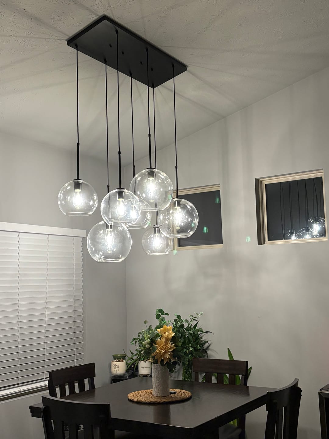 Customer photo review of Modern 7-Light Sculptural Glass Globe Pendant Chandelier