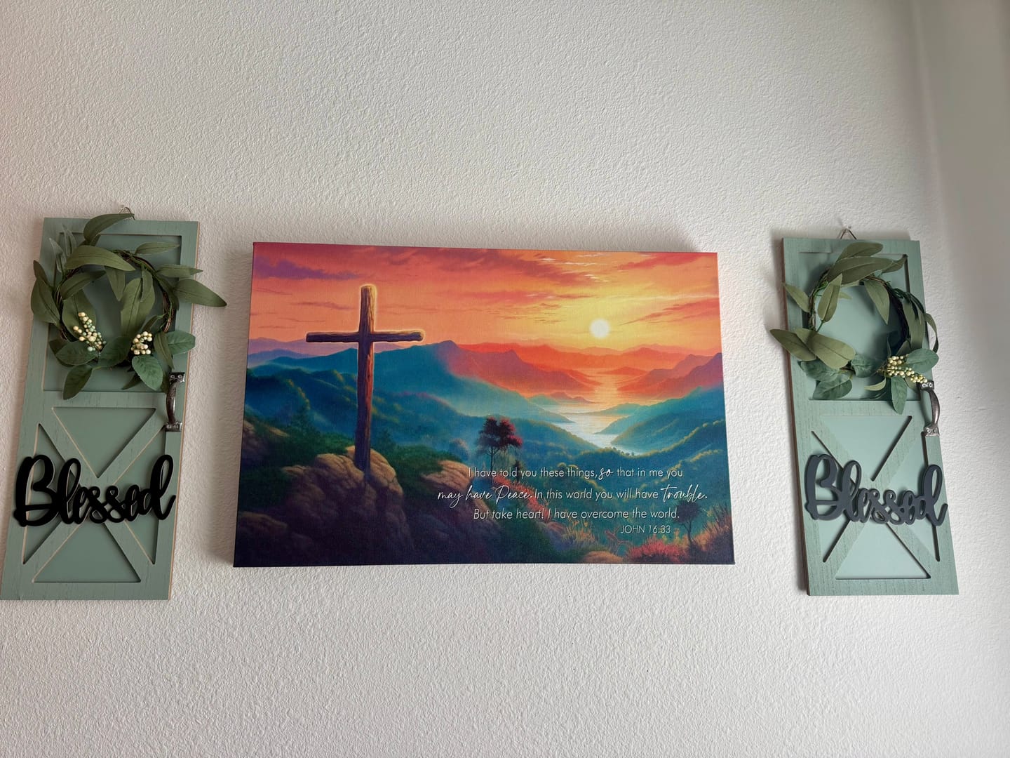 Customer photo review of Take Heart I Have Overcome The World John 16:33 NIV Wall Art Canvas